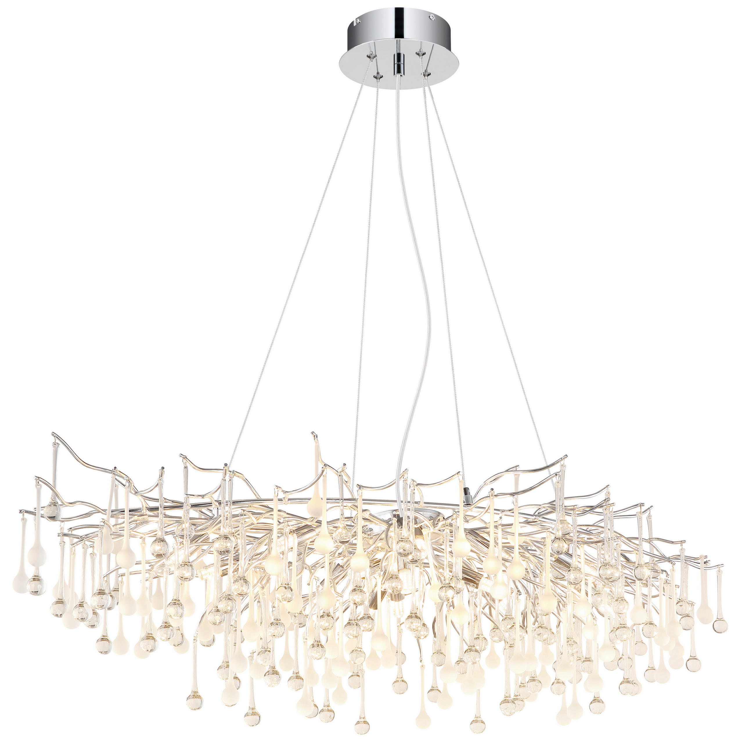LED-HÄNGELEUCHTE Maxine 120/52/150 cm   - Klar/Chromfarben, Design, Glas/Metall (120/52/150cm) - Globo