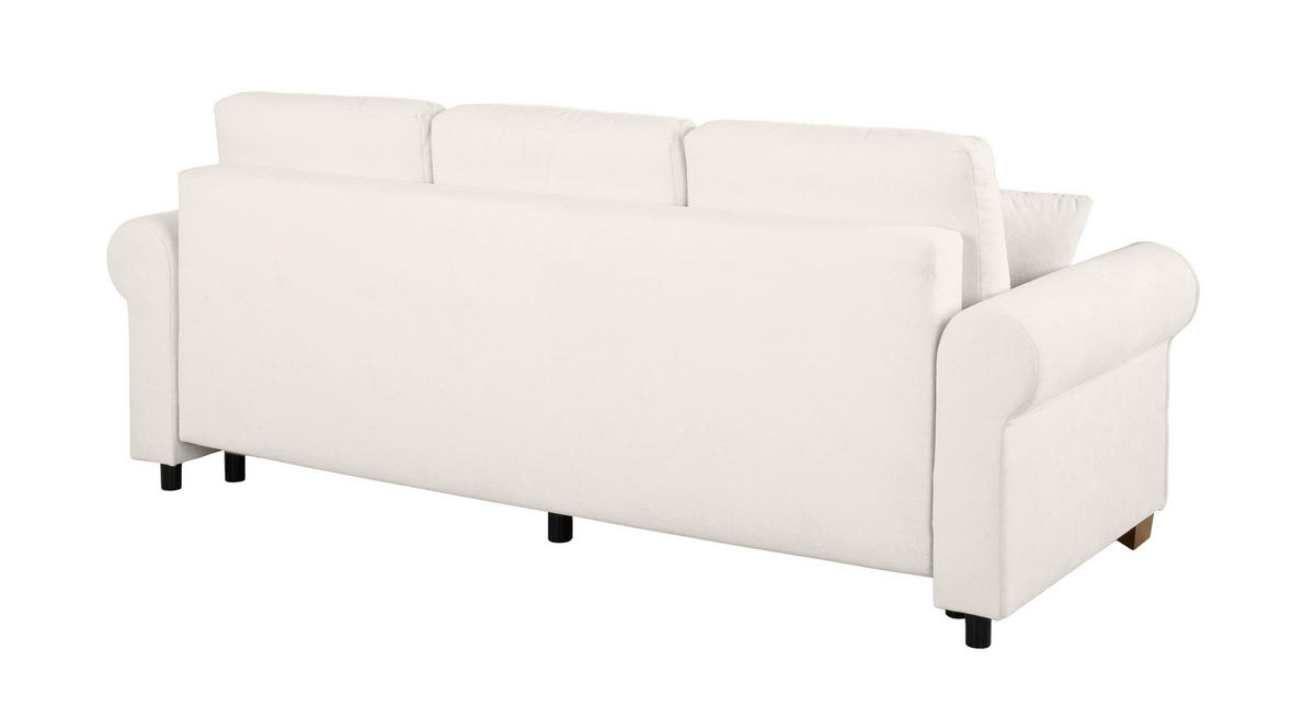 SCHLAFSOFA in Bouclé Creme  - Buchefarben/Creme, Design, Holz/Textil (240/94/98cm) - MID.YOU