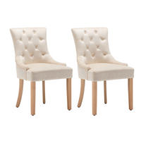 STUHL-SET 2 Stück  in Samt  - Creme/Naturfarben, Design, Holz/Textil (56/91/63cm) - Livetastic