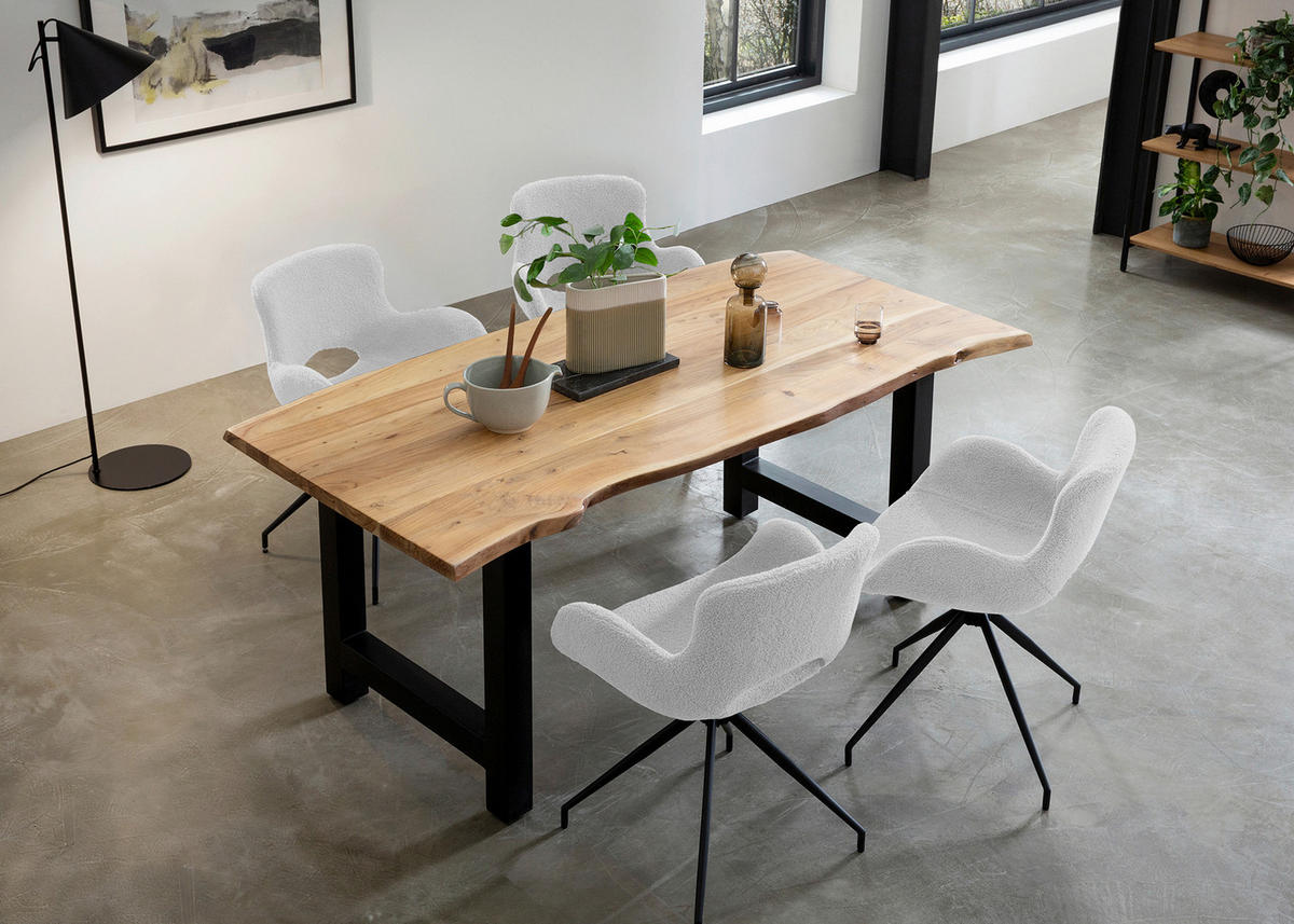 ESSTISCH in Holz 140/80/76,5 cm  - Schwarz/Naturfarben, MODERN, Holz/Metall (140/80/76,5cm) - Livetastic