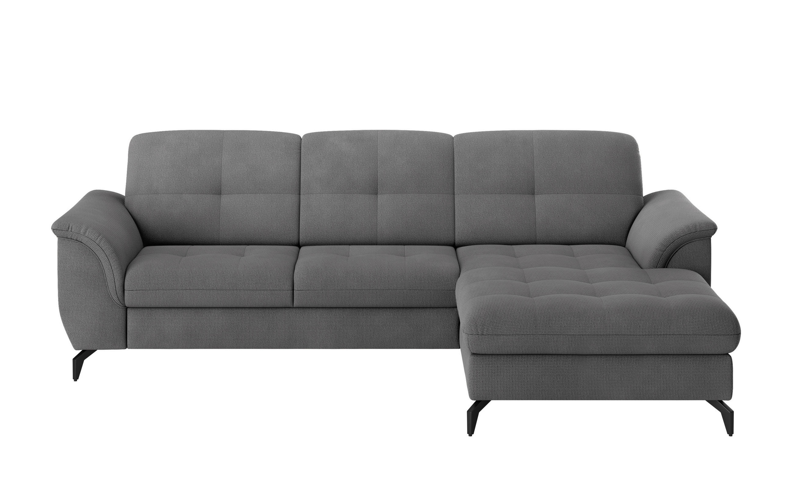 ECKSOFA ZORA E Grau Flachgewebe  - Schwarz/Grau, MODERN, Textil/Metall (262/164cm) - Sit & More