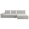 ECKSOFA  in Velours Hellgrau  347/174 cm  - Hellgrau/Schwarz, Design, Kunststoff/Textil (347/174cm) - Xora