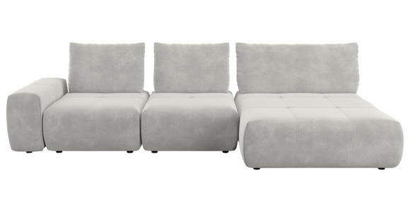 ECKSOFA  in Velours Hellgrau  347/174 cm  - Hellgrau/Schwarz, Design, Kunststoff/Textil (347/174cm) - Xora