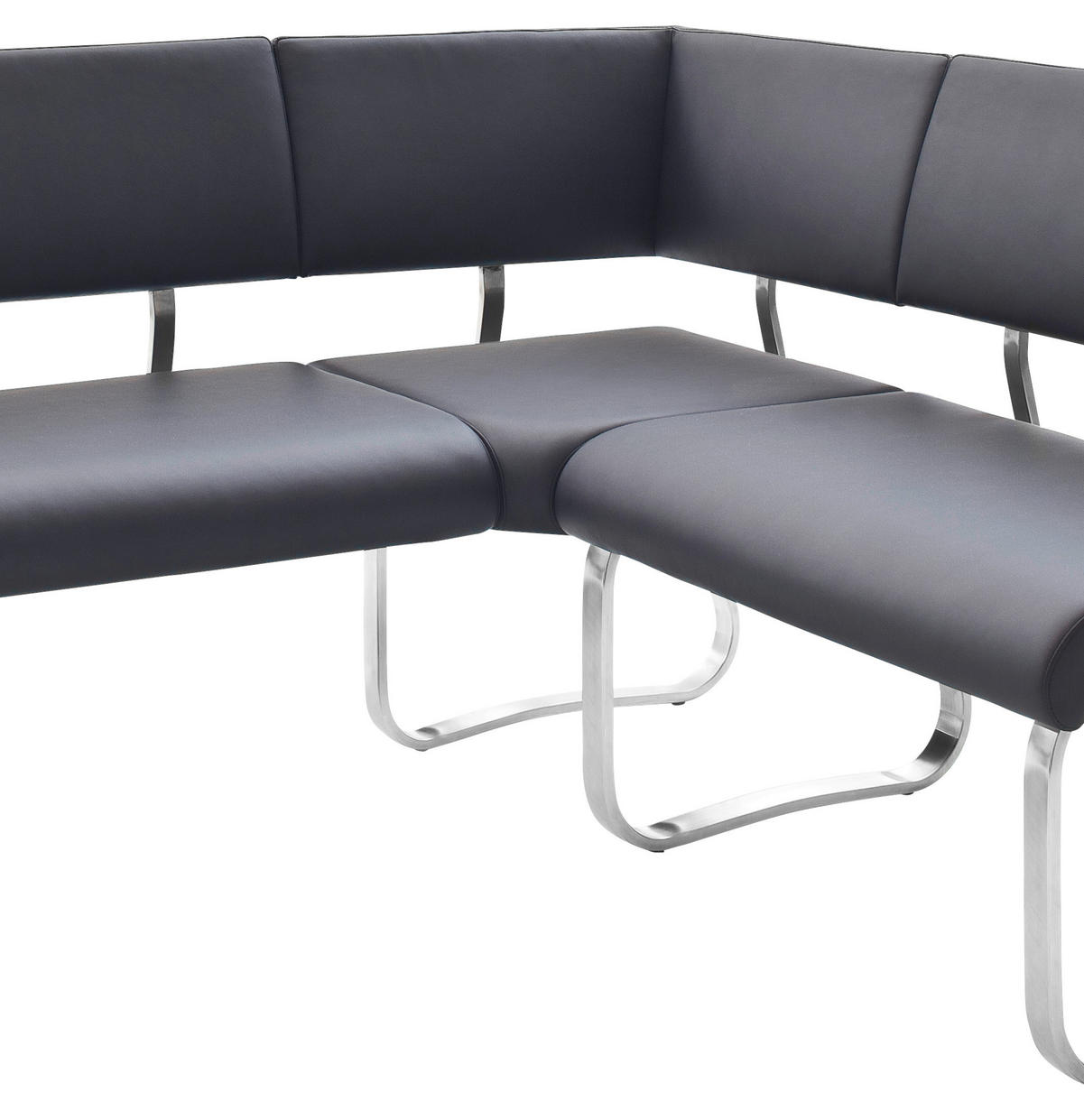ROHOVÁ LAVICA, čierna, farba ušľachtilej ocele - čierna/farba ušľachtilej ocele, Design, kov/koža (200/150cm) - Livetastic