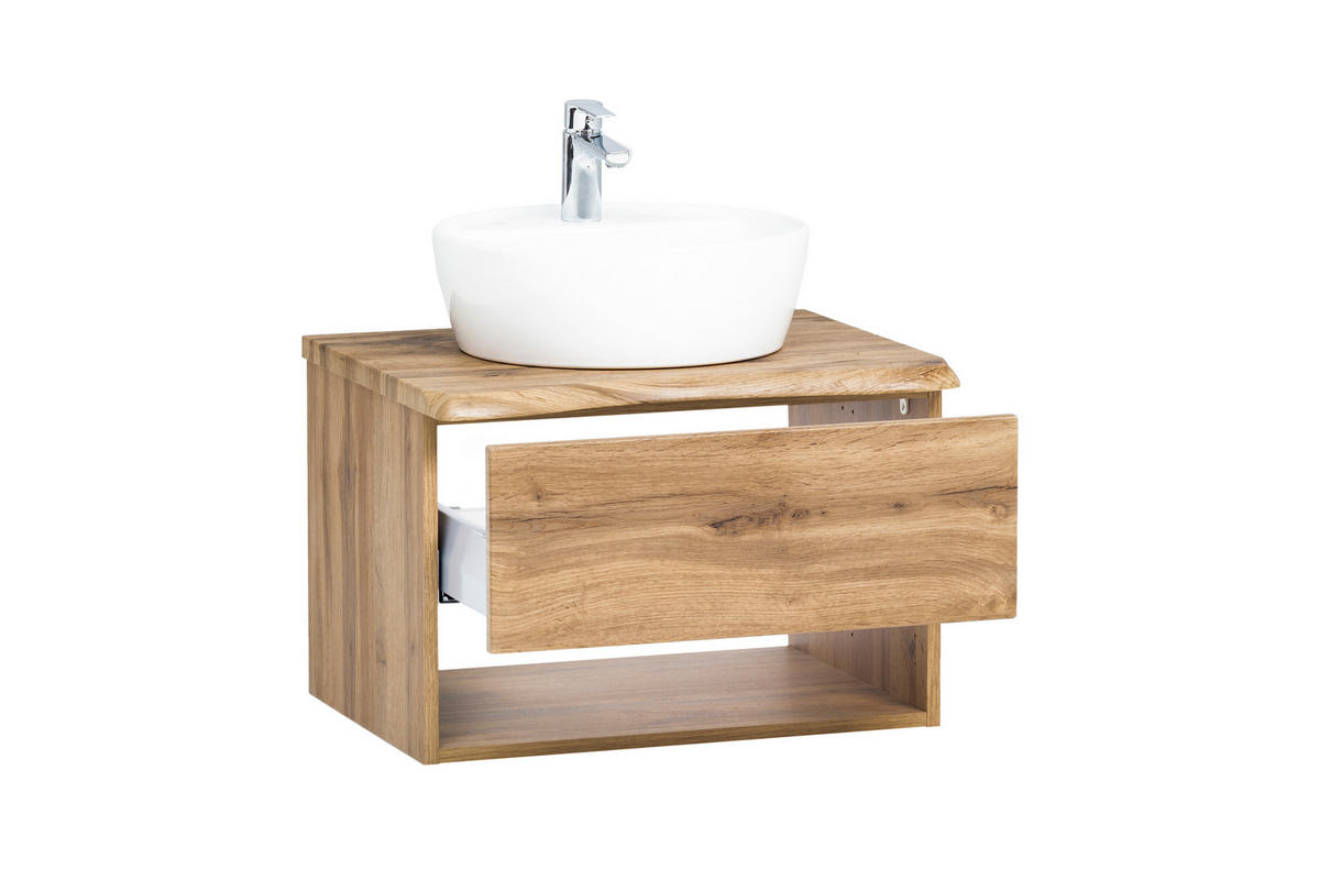 WASCHTISCHKOMBI 61 cm  - Eiche Wotan/Weiß, Natur, Keramik/Holzwerkstoff (61cm) - Xora