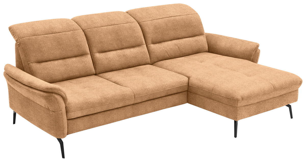 ECKSOFA in Flachgewebe Currygelb  260/181 cm  - Currygelb/Schwarz, KONVENTIONELL, Textil/Metall (260/181cm) - Beldomo Speed