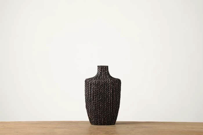 VÁZA  - sötétbarna, Basics, műanyag (20/9,5/32cm)