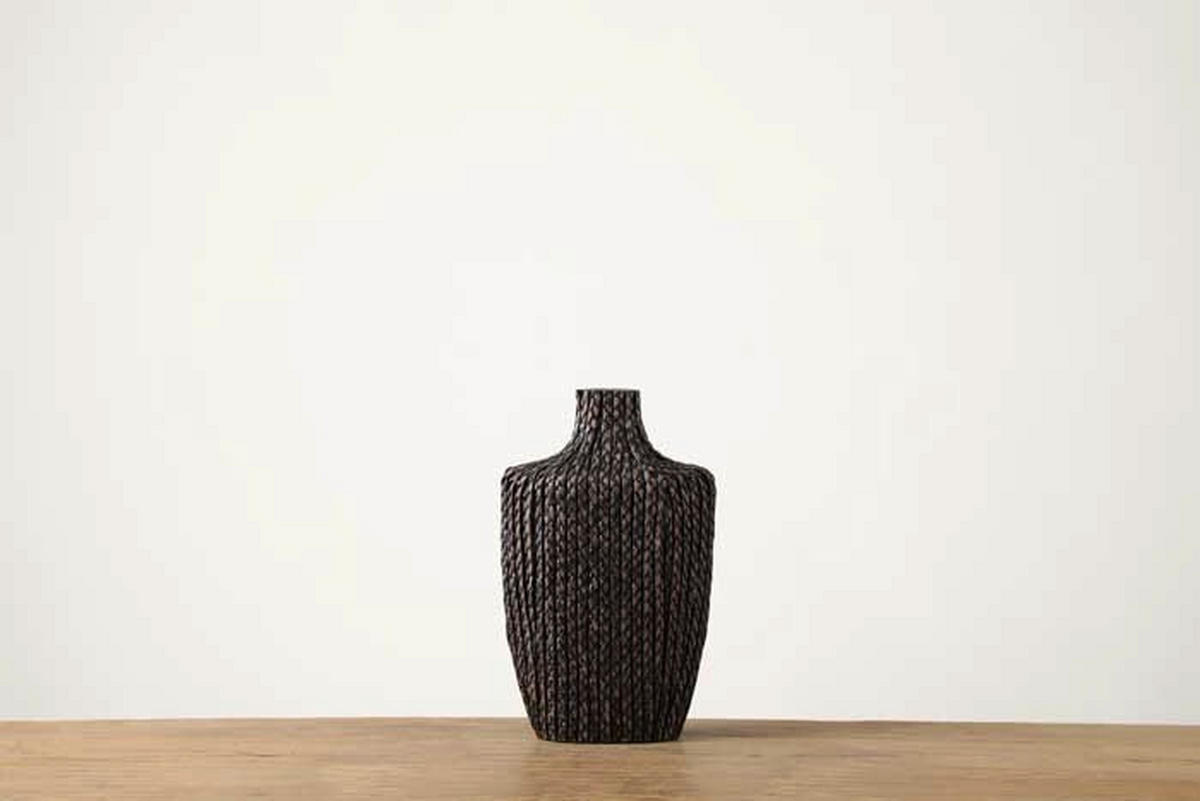 VÁZA  - sötétbarna, Basics, műanyag (20/9,5/32cm)