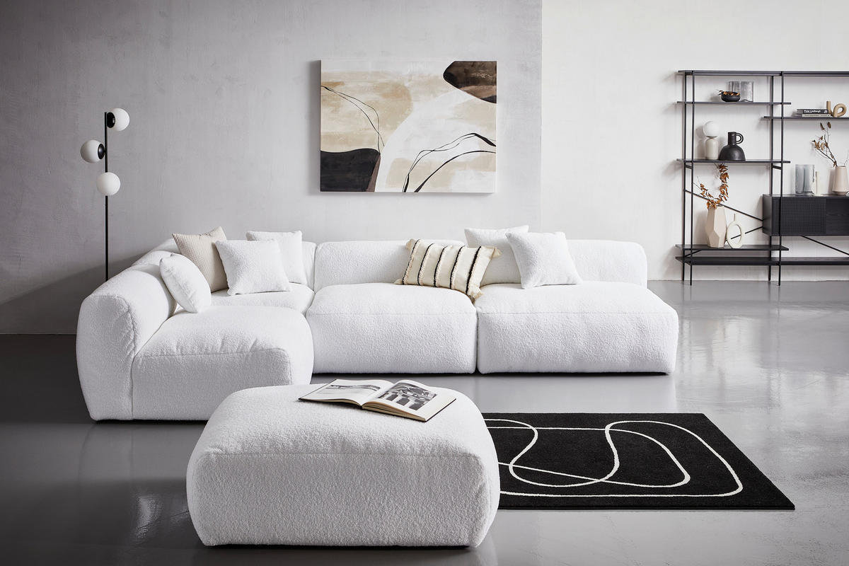 SOFAELEMENT in Flachgewebe, Teddystoff Weiss  - Weiss, Trend, Textil (100/70/122cm) - Livetastic