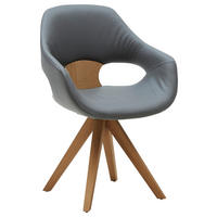 ARMLEHNSTUHL  in Echtleder pigmentiert  - Eichefarben/Grau, Natur, Leder/Holz (60/91/60cm) - Valnatura