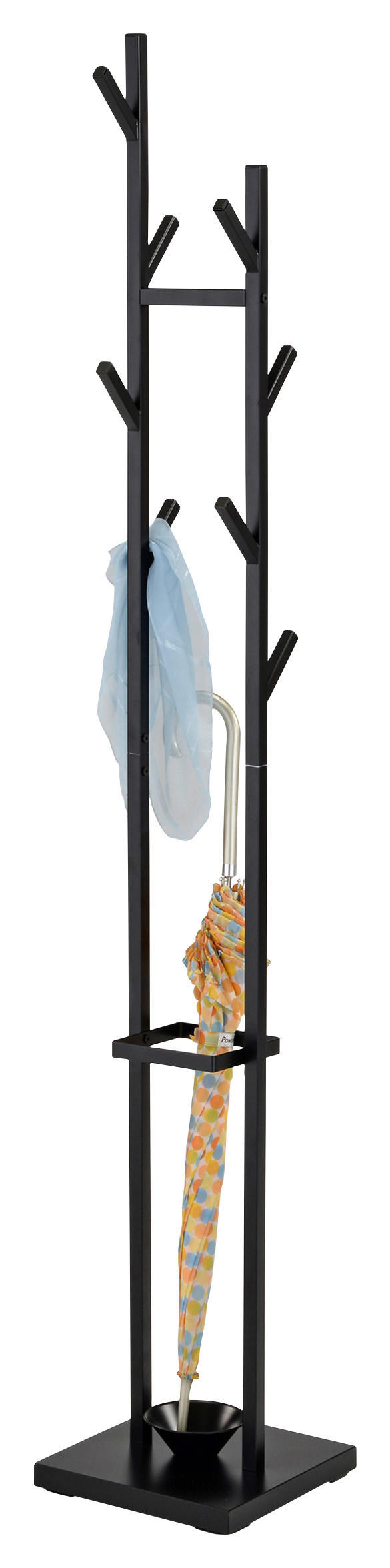 Kleiderständer Paris Schwarz Metall, 8 Hacken, H: 173,5 cm