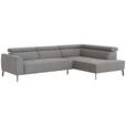 ECKSOFA Grau Feincord  - Schwarz/Grau, Design, Textil/Metall (280/205cm) - Xora