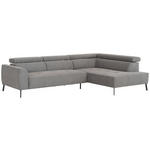 ECKSOFA Grau Feincord  - Schwarz/Grau, Design, Textil/Metall (280/205cm) - Xora