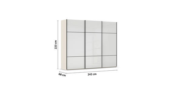 SCHWEBETÜRENSCHRANK in Weiß, Champagner - Champagner/Schwarz, KONVENTIONELL, Glas/Holzwerkstoff (242/223/68cm) - Novel