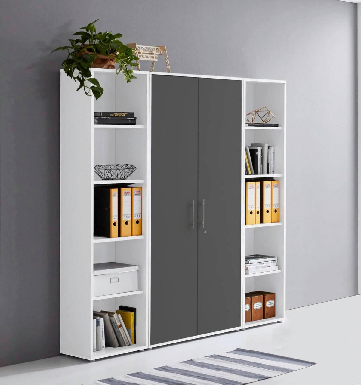 AKTENSCHRANK 172,6/185,6/33 cm  - Anthrazit/Weiß, MODERN, Holzwerkstoff (172,6/185,6/33cm) - MID.YOU