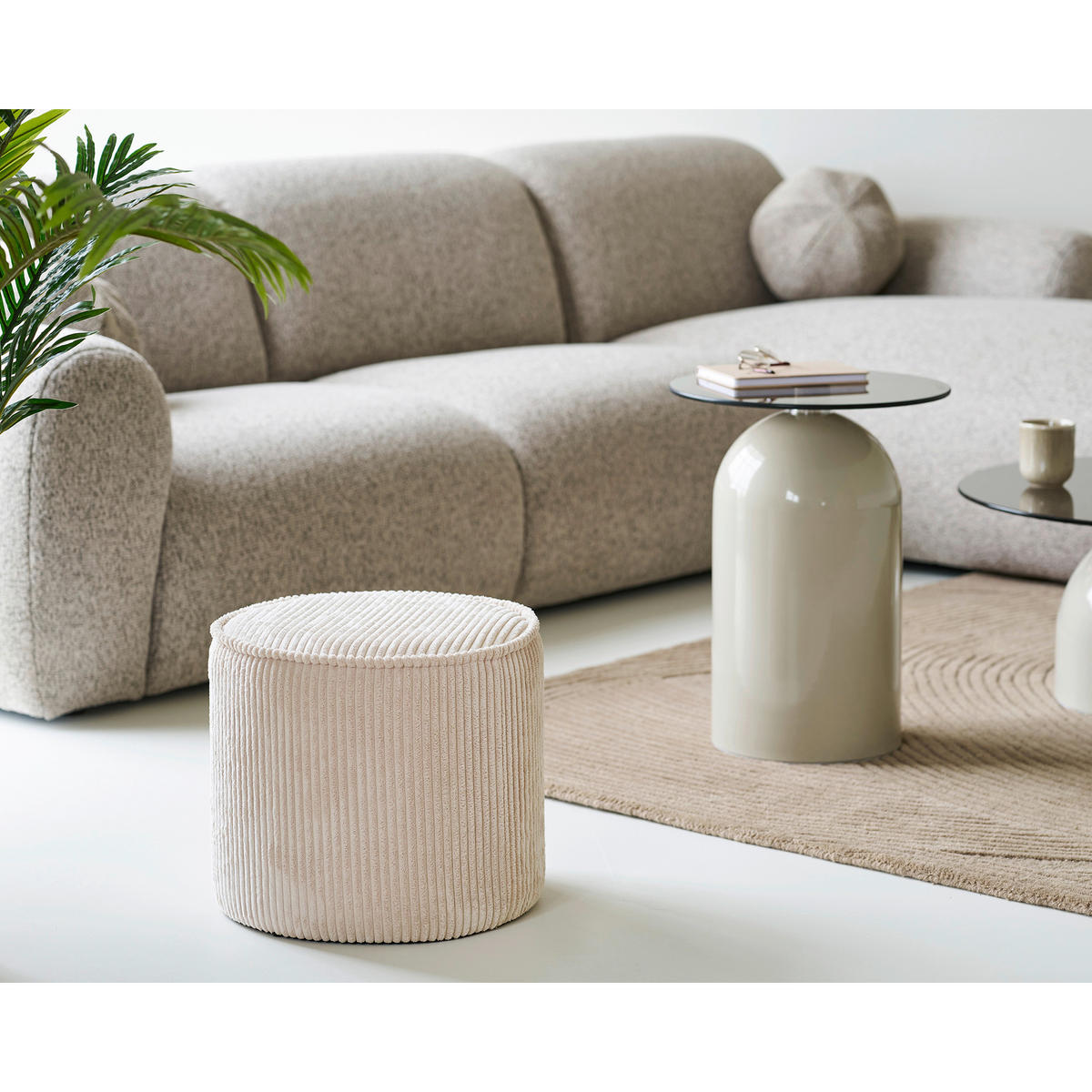 POUF in Beige Textil  - Beige, Design, Textil (40/35/40cm) - MID.YOU