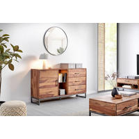 KOMODA   175/49/40 cm   antracit, prirodne boje  - prirodne boje/antracit, Lifestyle, staklo/metal (175/49/40cm) - MID.YOU