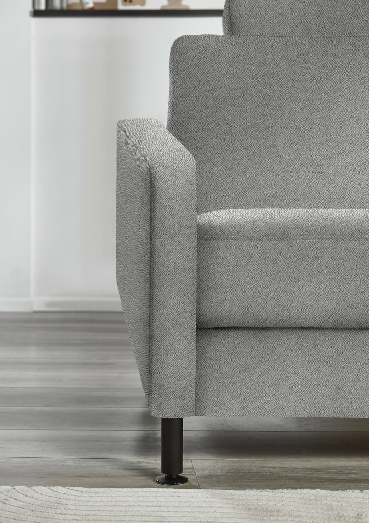 ECKSOFA  in Chenille, Flachgewebe Greige  316/175 cm  - Greige/Schwarz, Design, Textil/Metall (316/175cm) - Dieter Knoll