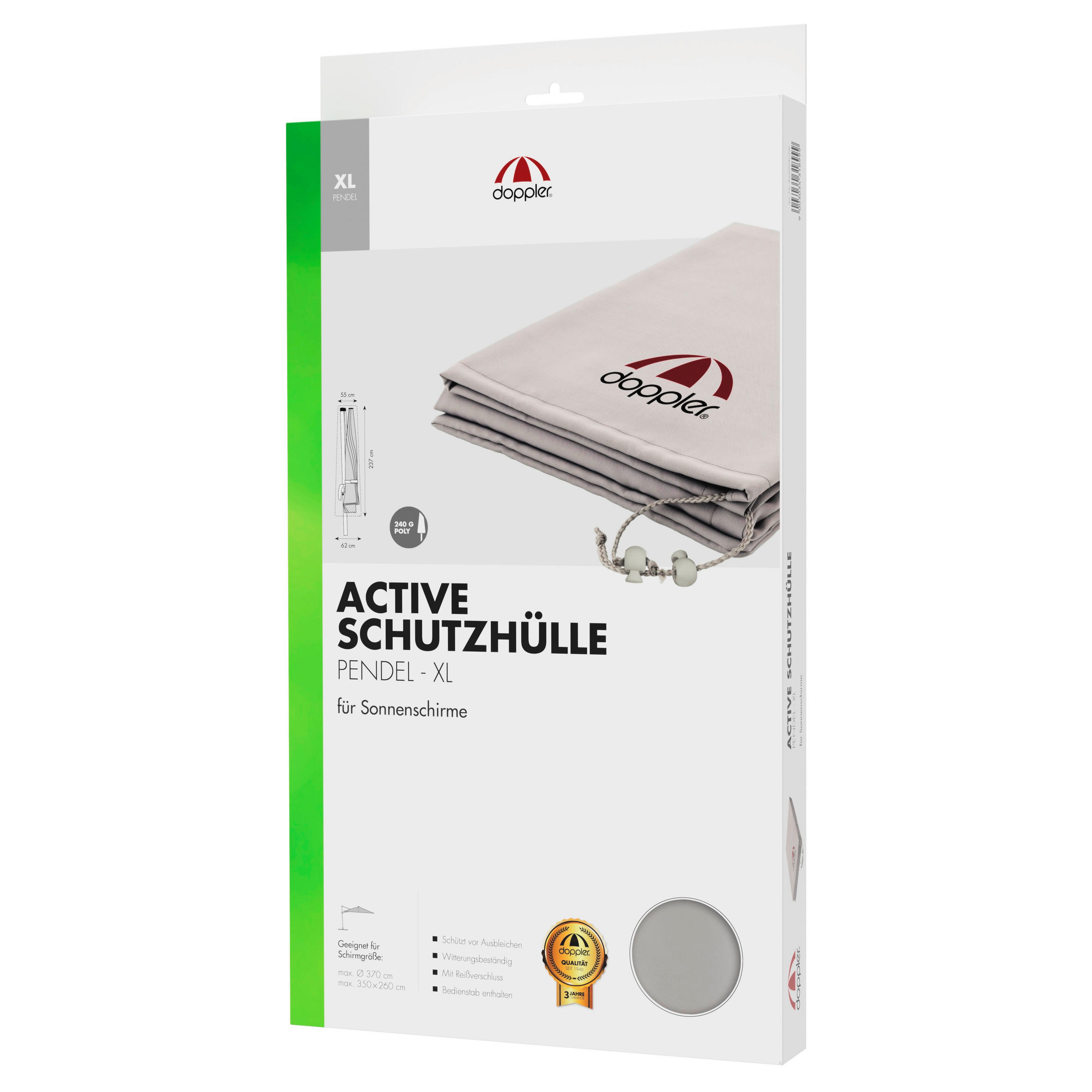SCHIRMHÜLLE - Hellgrau, Basics, Textil (237/62/55cm) - Doppler