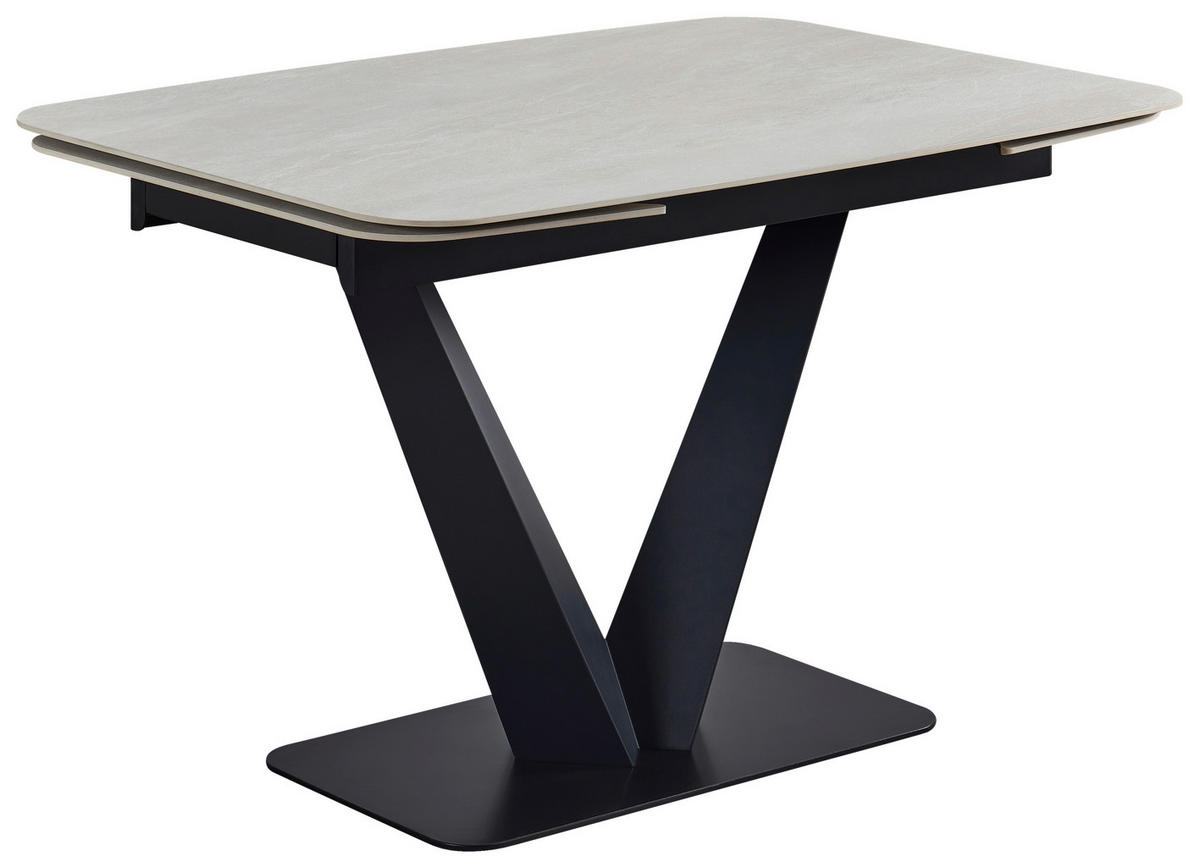 ESSTISCH Schwarz, Weiß rechteckig  ausziehbar  - Schwarz/Weiß, Design, Keramik/Metall (120-180/90/76cm) - Novel