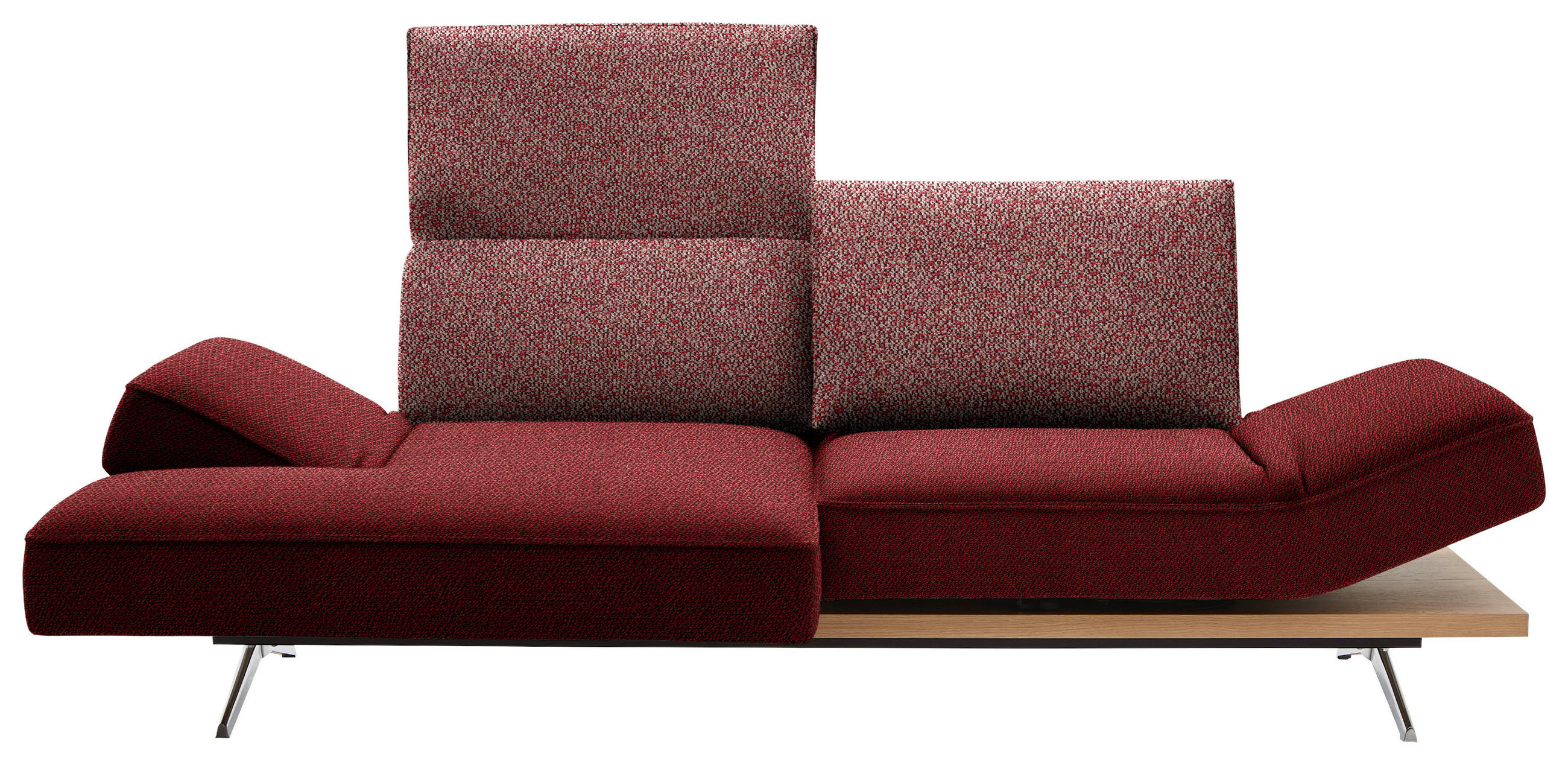 ECKSOFA in Flachgewebe Rot  - Chromfarben/Rot, Design, Holz/Textil (132/240cm) - Koinor