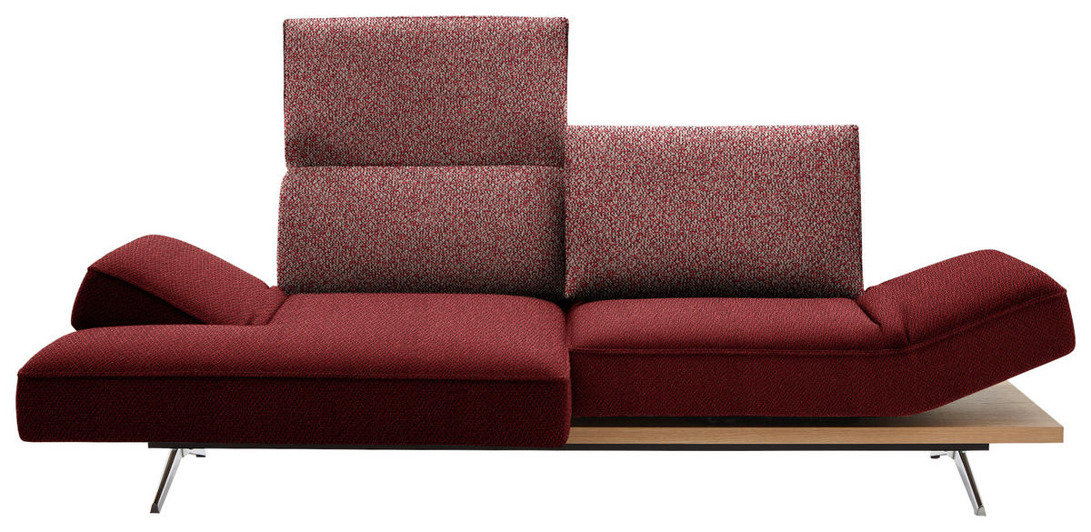 ECKSOFA in Flachgewebe Rot  132/240 cm  - Chromfarben/Rot, Design, Holz/Textil (132/240cm) - Koinor