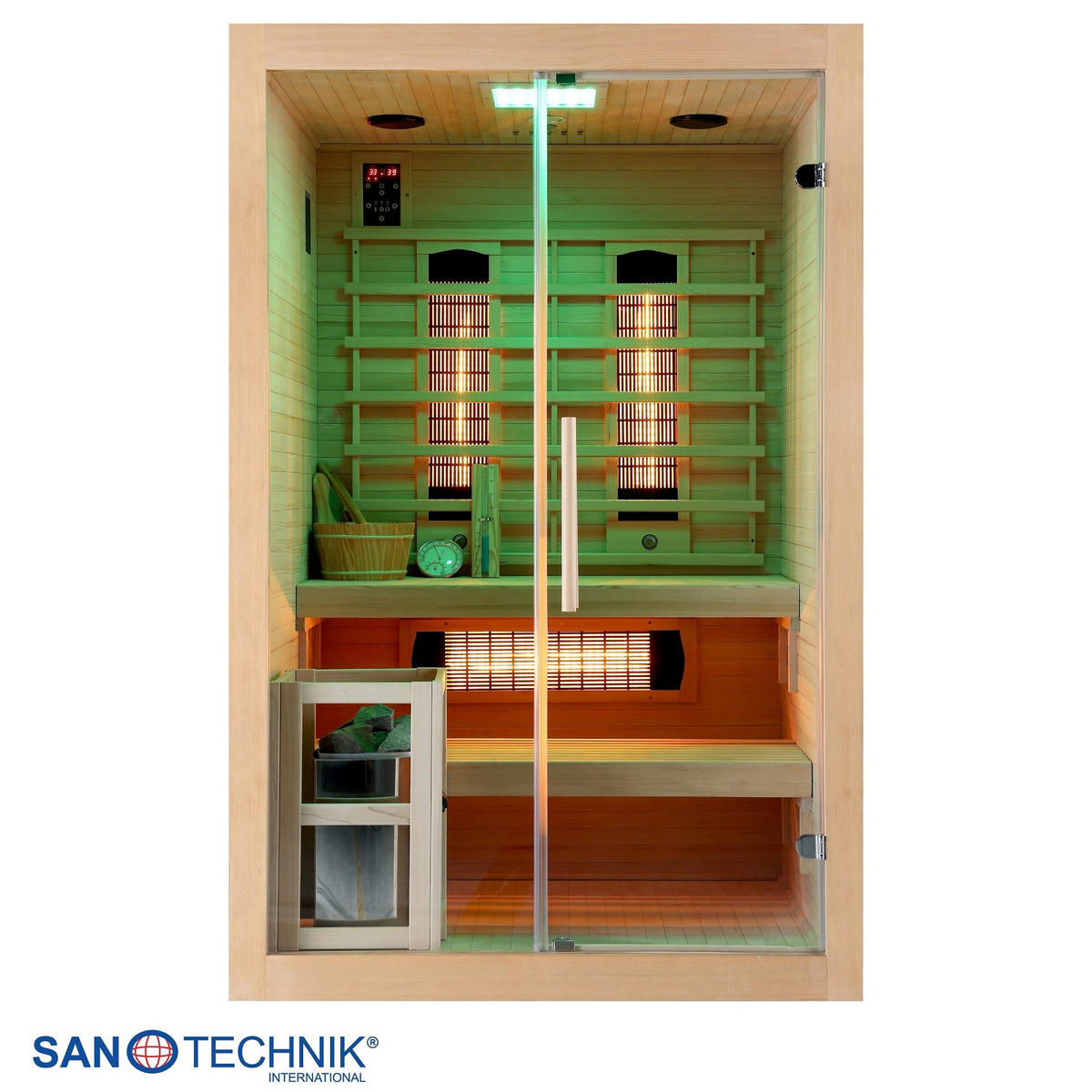 INFRAROTKABINE für 2 Personen  - Naturfarben, Basics, Glas/Holz (130/120/200cm) - Sanotechnik
