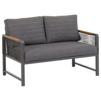LOUNGESOFA 120/72/73 cm Aluminium  - Dunkelgrau/Naturfarben, Design, Kunststoff/Textil (120/72/73cm) - Ambia Garden
