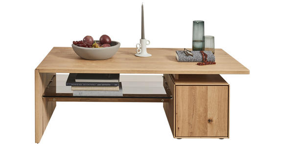 COUCHTISCH in Holz, Glas 120/70/42 cm  - Natur, Glas/Holz (120/70/42cm) - Valnatura