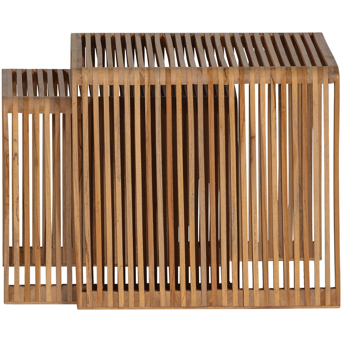 BEISTELLTISCHSET Jasmijn Teakholz Hartholz rechteckig Naturfarben  - Naturfarben, Design, Holz (50-40/41-36/45-40cm) - Livetastic