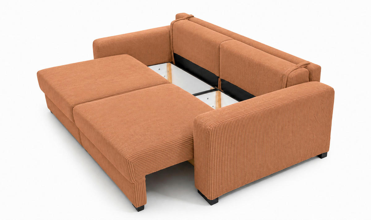 3-SITZER-SOFA  in Cord Terracotta  - Terracotta/Schwarz, Basics, Holz/Holzwerkstoff (250/90/110cm) - MID.YOU