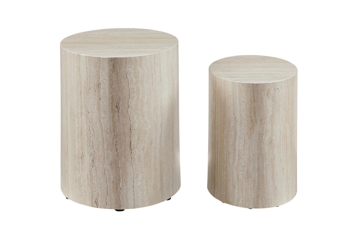 COUCHTISCHSET oval Beige  - Beige, MODERN, Holzwerkstoff (48-40/33-24,5/40-33cm) - Livetastic