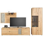 WOHNWAND  in Wildeiche  322,4/205,5/45,2 cm  - Wildeiche/Schwarz, Natur, Glas/Holz (322,4/205,5/45,2cm) - Valnatura