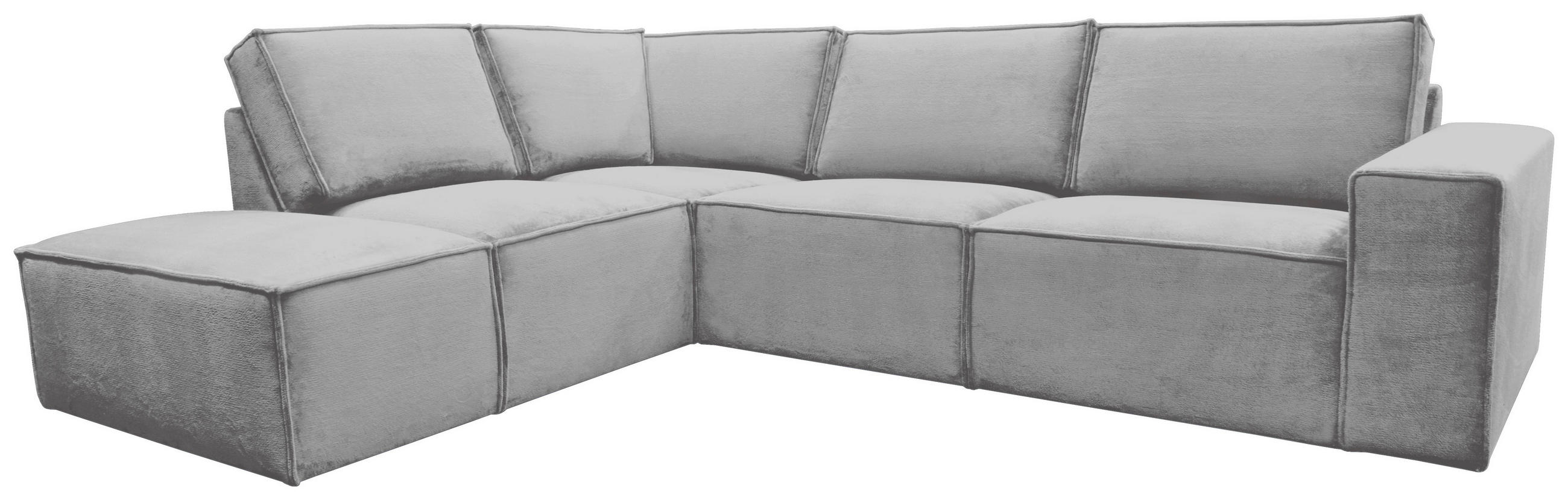 ECKSOFA Hellgrau Chenille  - Hellgrau/Schwarz, KONVENTIONELL, Kunststoff/Textil (212/275cm) - Carryhome