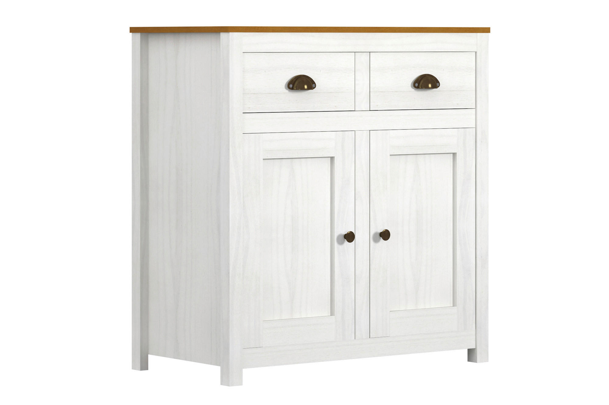 BYRÅ 86/90/45 cm  - vit/mässingsfärgad, Natur, metall/trä (86/90/45cm) - Livetastic