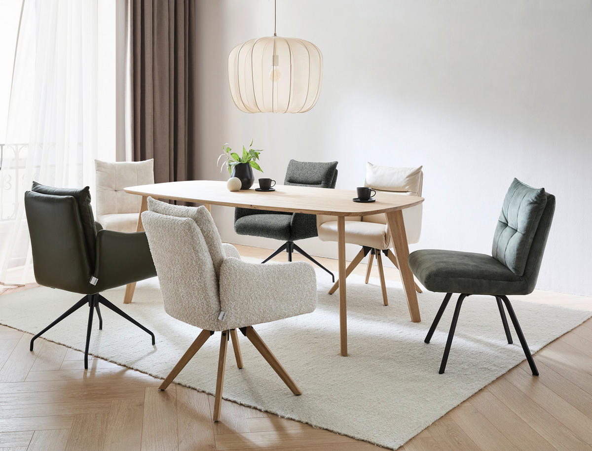 ARMLEHNSTUHL Jacquard  - Eichefarben/Graugrün, Design, Holz/Textil (62/86/68cm) - Welnova