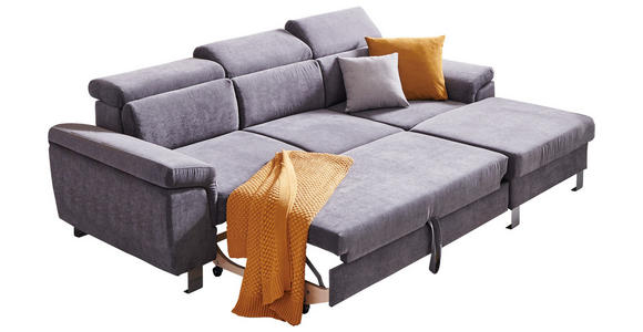 ECKSOFA in Webstoff Grau 250/167 cm - Silberfarben/Grau, Design, Textil/Metall (250/167cm) - Xora