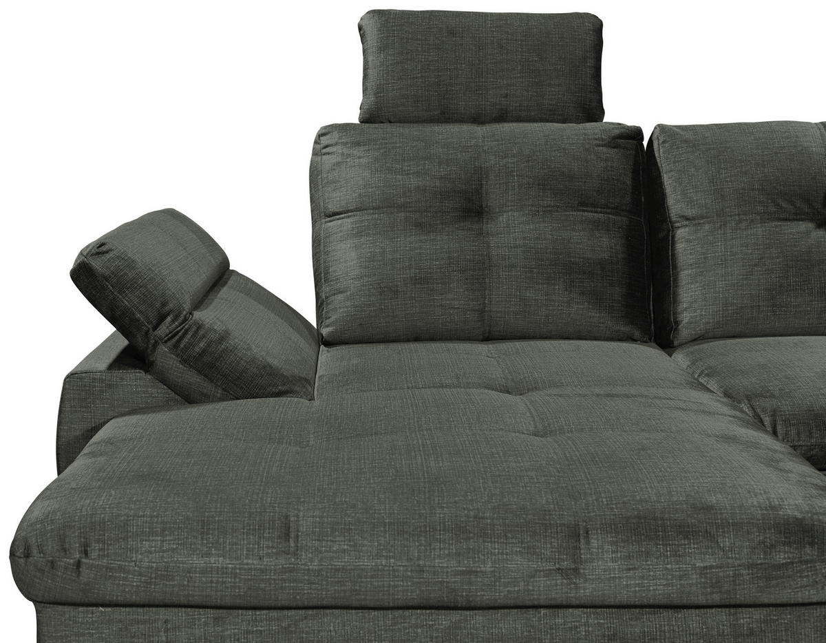 WOHNLANDSCHAFT in Mikrovelours Dunkelgrün  - Dunkelgrün/Schwarz, KONVENTIONELL, Kunststoff/Textil (127/334/217cm) - Carryhome