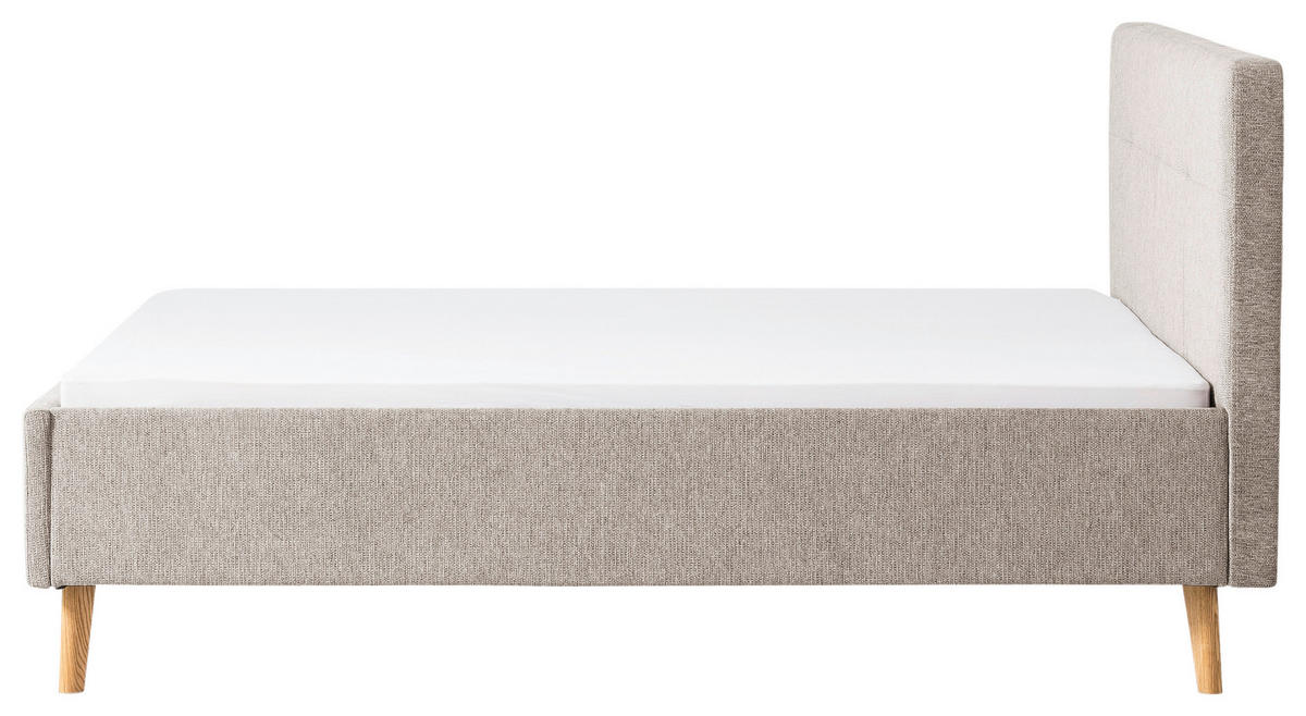 POLSTERBETT 180/200 cm  Taupe  - Taupe/Eichefarben, Basics, Holz/Textil (180/200cm) - Xora