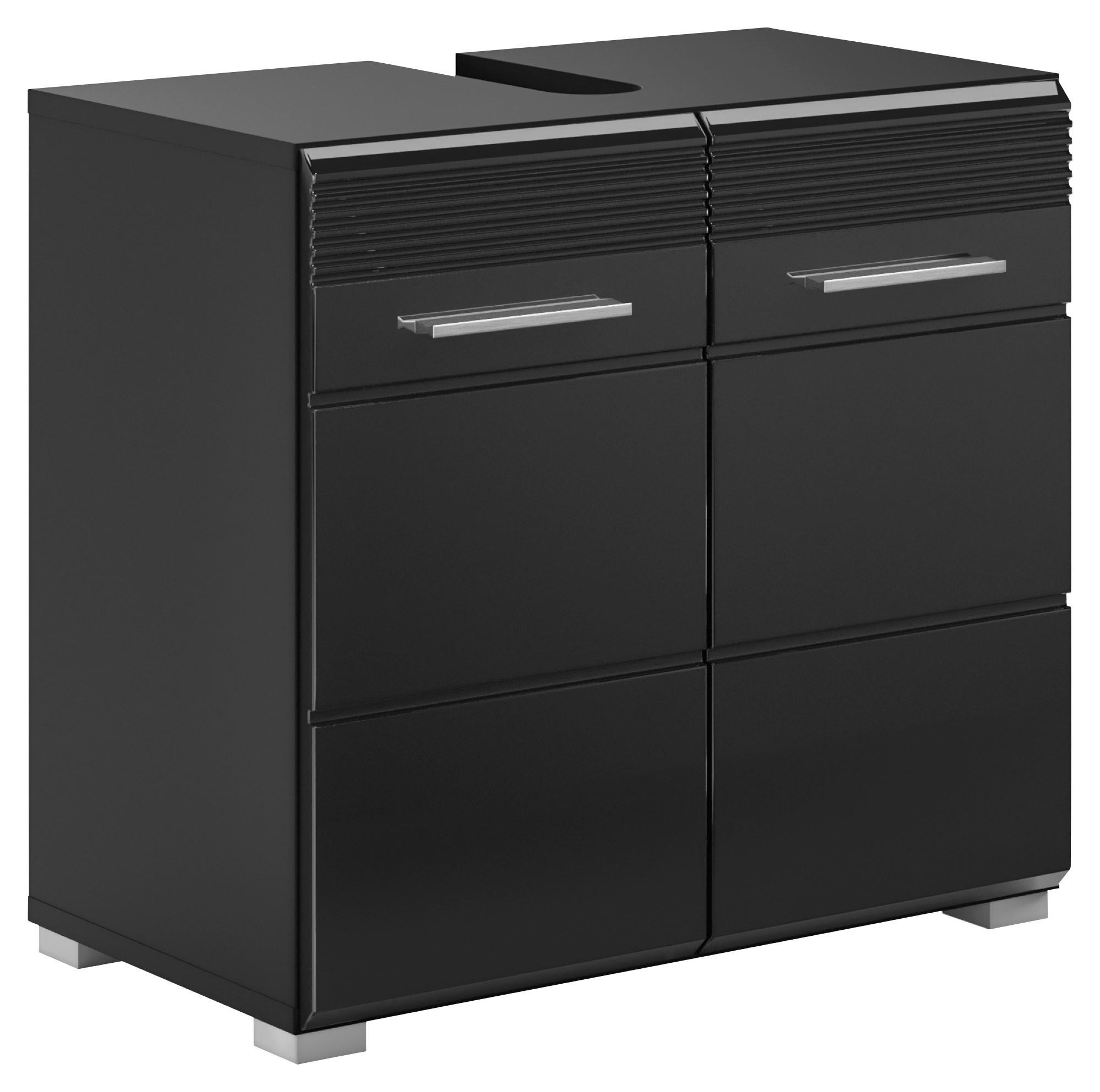 WASCHBECKENUNTERSCHRANK 60/56/34 cm  - Schwarz Hochglanz/Schwarz, MODERN, Holzwerkstoff/Kunststoff (60/56/34cm) - MID.YOU