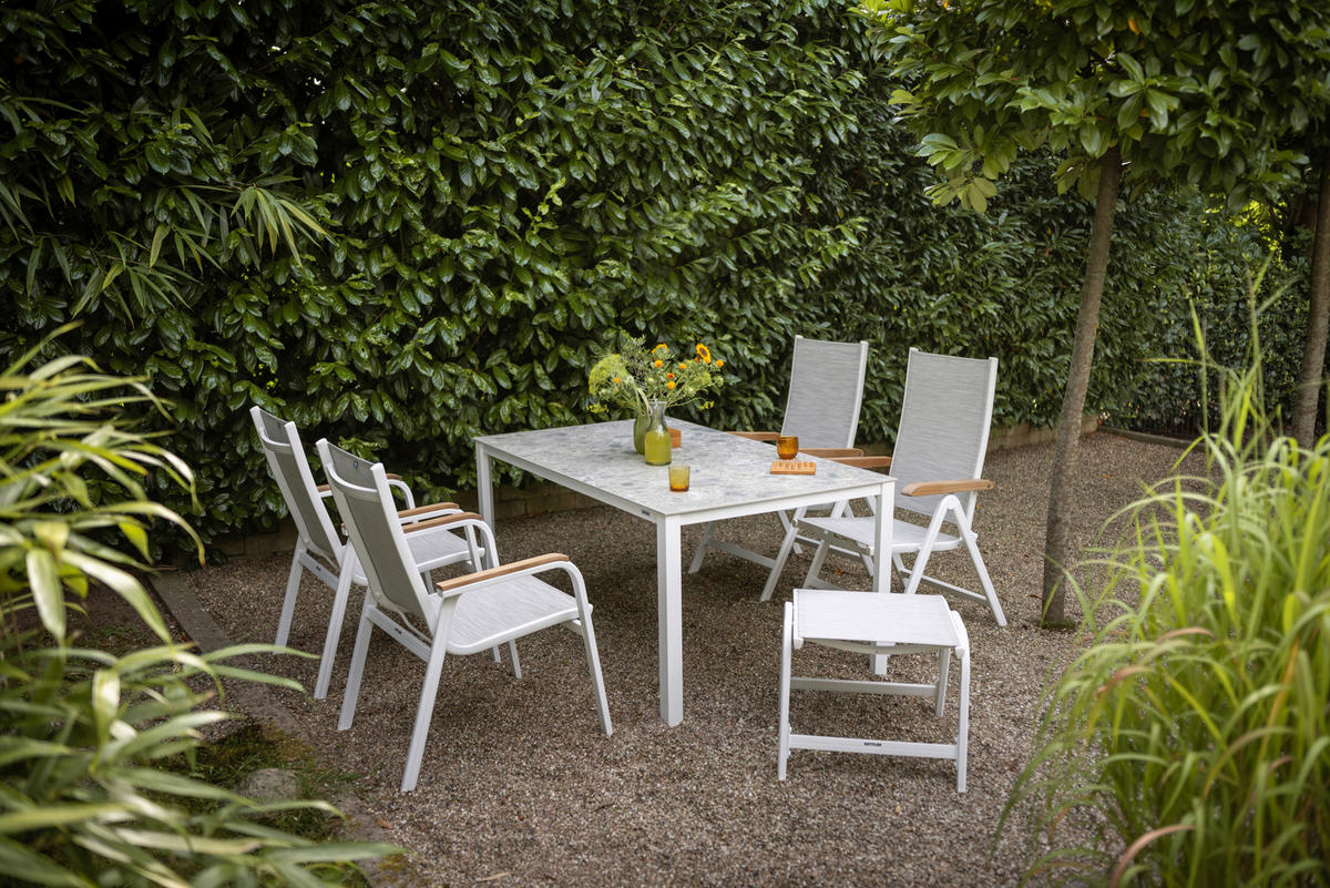 GARTENKLAPPSESSEL Teakholz Aluminium Naturfarben, Weiß, Hellgrau  - Hellgrau/Naturfarben, Basics, Holz/Textil (61/109/65cm) - Kettler