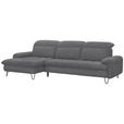 ECKSOFA in Flachgewebe Grau  - Schwarz/Grau, LIFESTYLE, Textil/Metall (180/310cm) - Valnatura