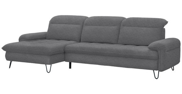 ECKSOFA in Flachgewebe Grau  - Schwarz/Grau, LIFESTYLE, Textil/Metall (180/310cm) - Valnatura