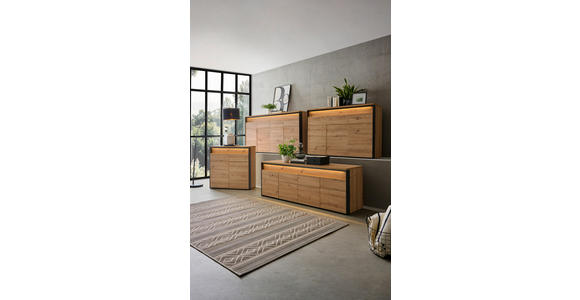 KOMMODE Komód in 88/88/38 cm - Schwarz/Eiche Artisan, KONVENTIONELL, Holzwerkstoff (88/88/38cm) - Voleo