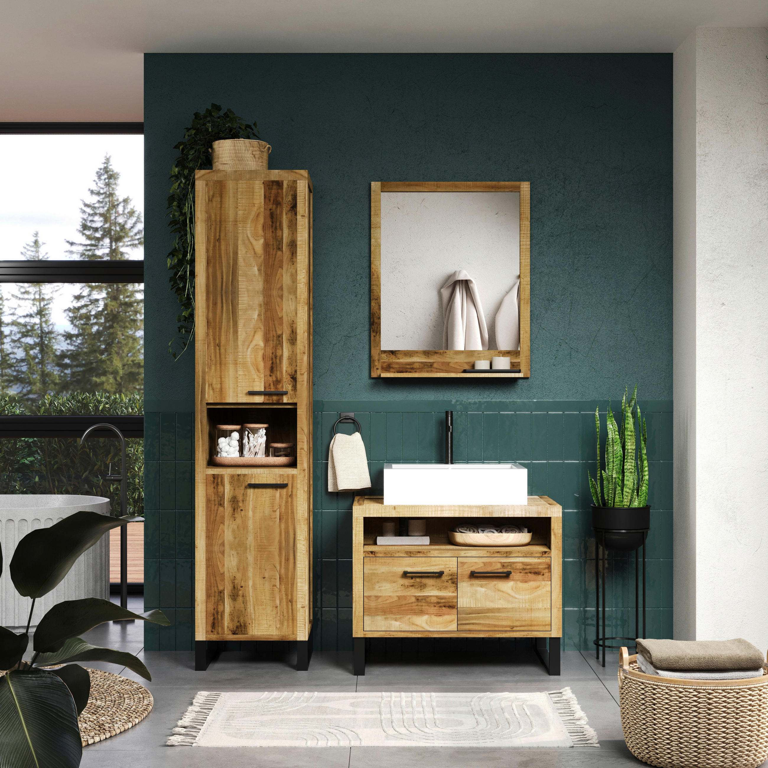 WASCHBECKENUNTERSCHRANK 79/64/39 cm  - Anthrazit/Schwarz, Natur, Holz/Metall (79/64/39cm) - Livetastic