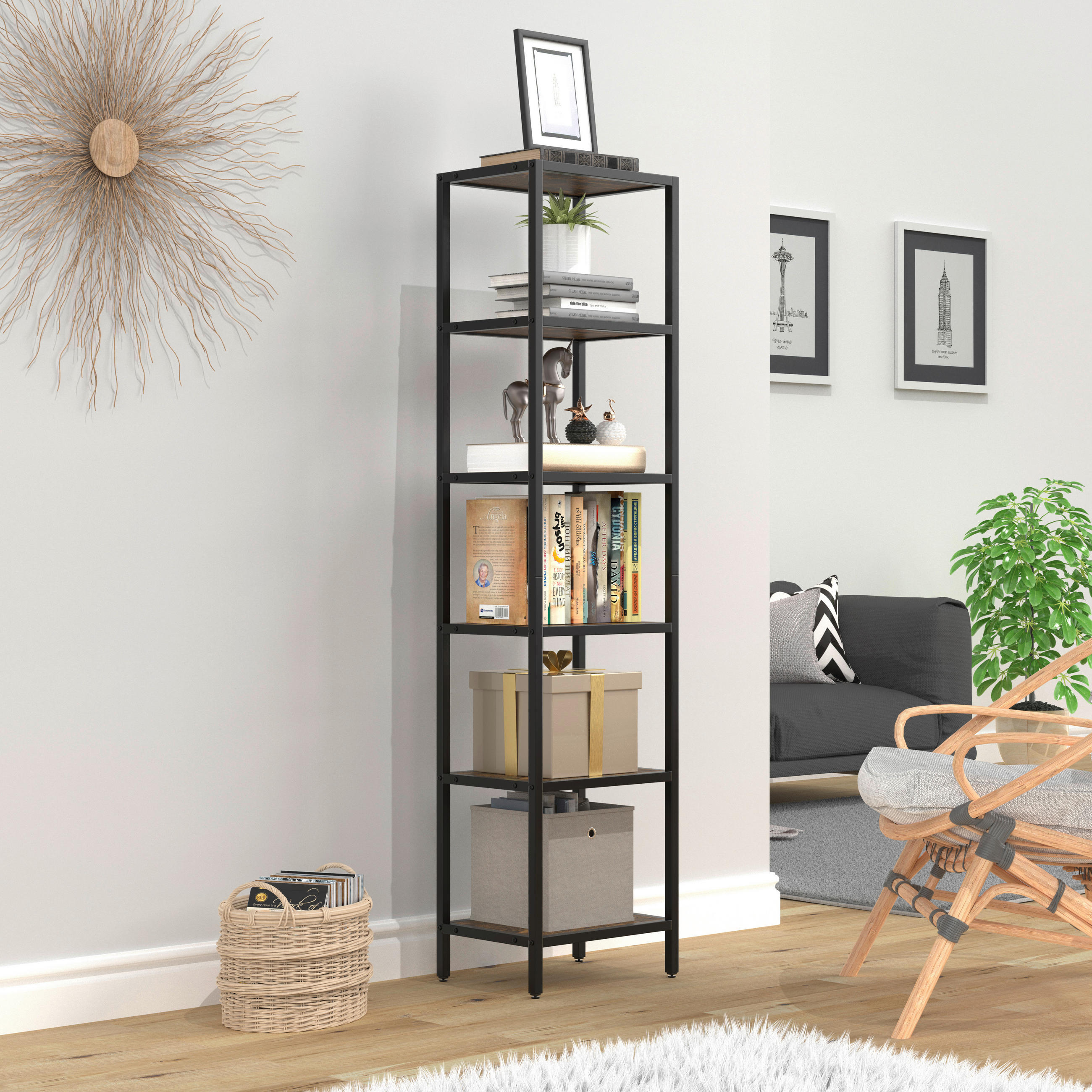 VITRINE in Schwarz  - Schwarz, Design, Holzwerkstoff/Metall (40/165/30cm) - MID.YOU