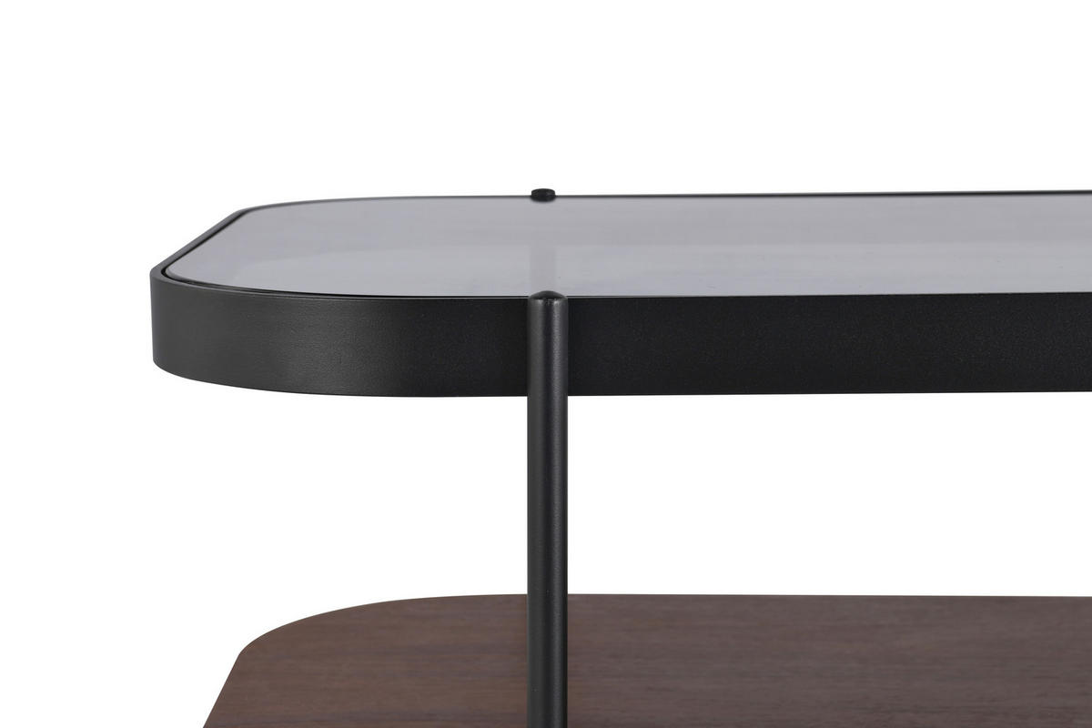 COUCHTISCH in Metall, Glas, Holzwerkstoff  - Eichefarben/Schwarz, Design, Glas/Holzwerkstoff (120/43/58cm) - MID.YOU