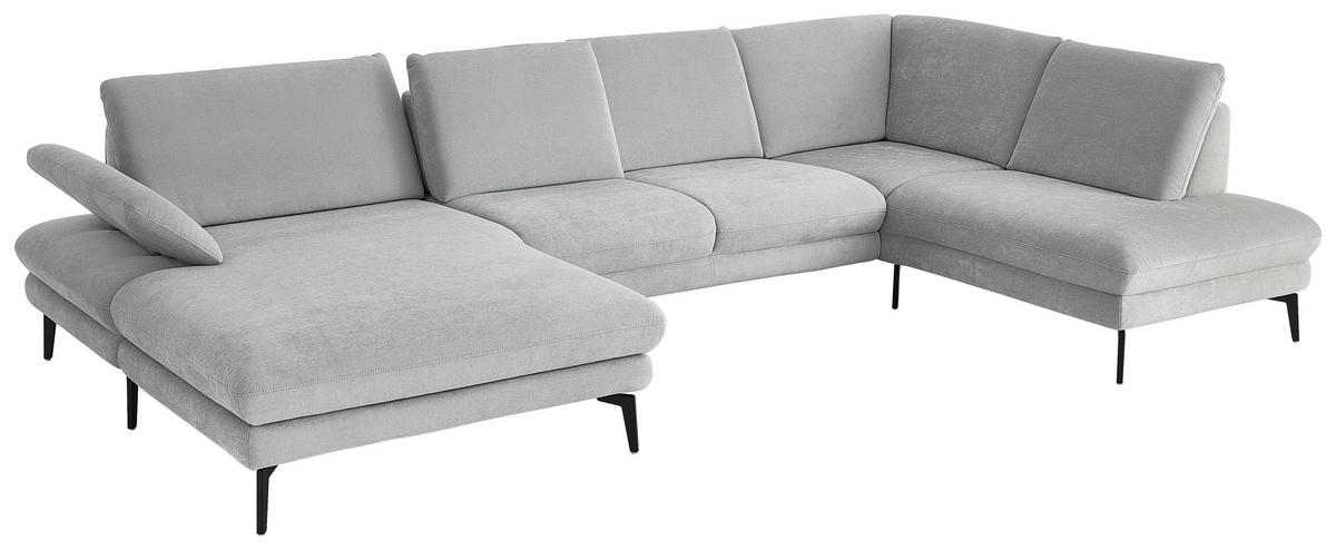 WOHNLANDSCHAFT in Chenille, Flachgewebe Silberfarben  - Silberfarben/Schwarz, Design, Textil/Metall (180/344/208cm) - Dieter Knoll
