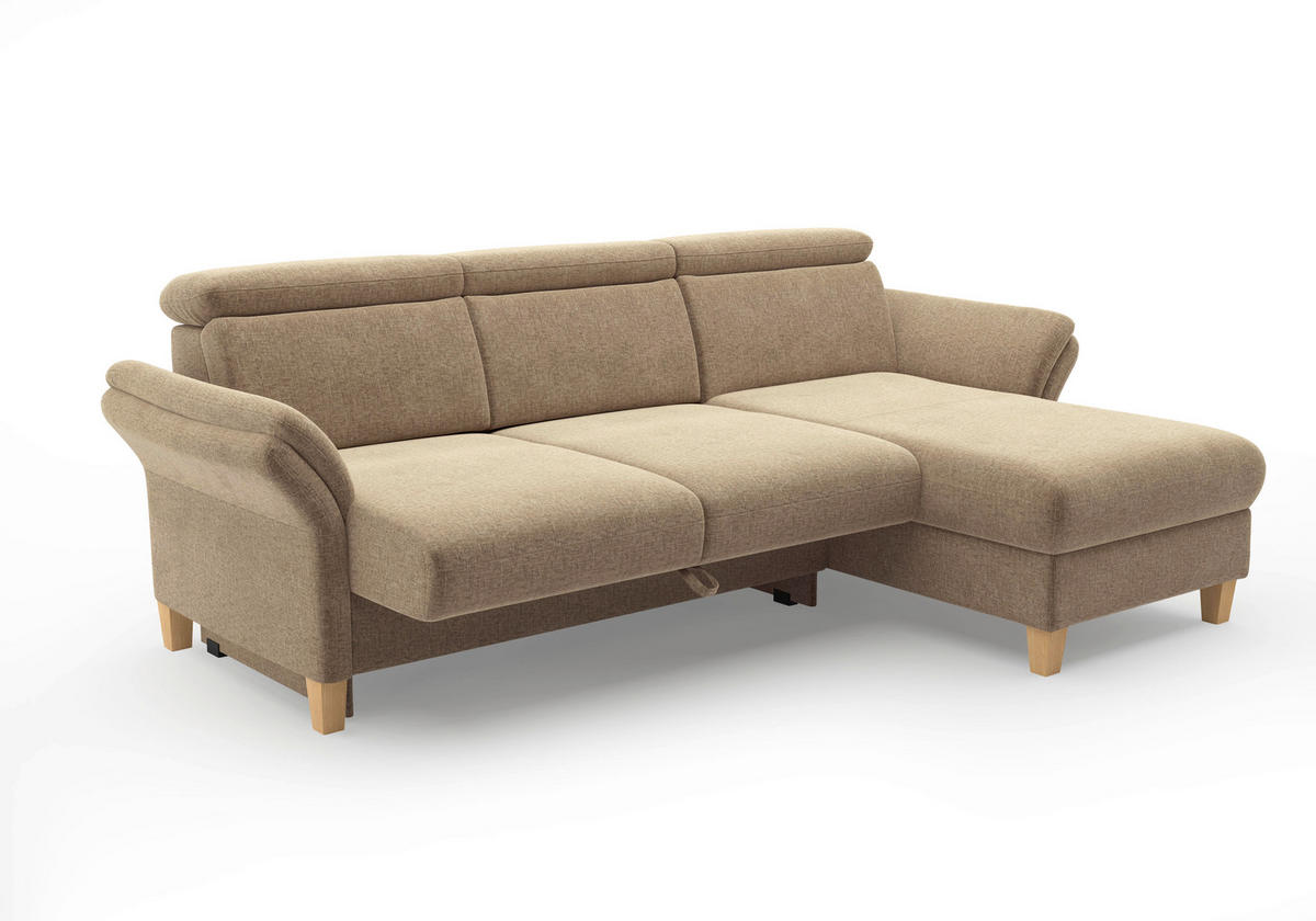 ECKSOFA GLENDALE E Hellbraun Flachgewebe  - Hellbraun/Eichefarben, KONVENTIONELL, Holz/Textil (253/166cm) - Sit & More