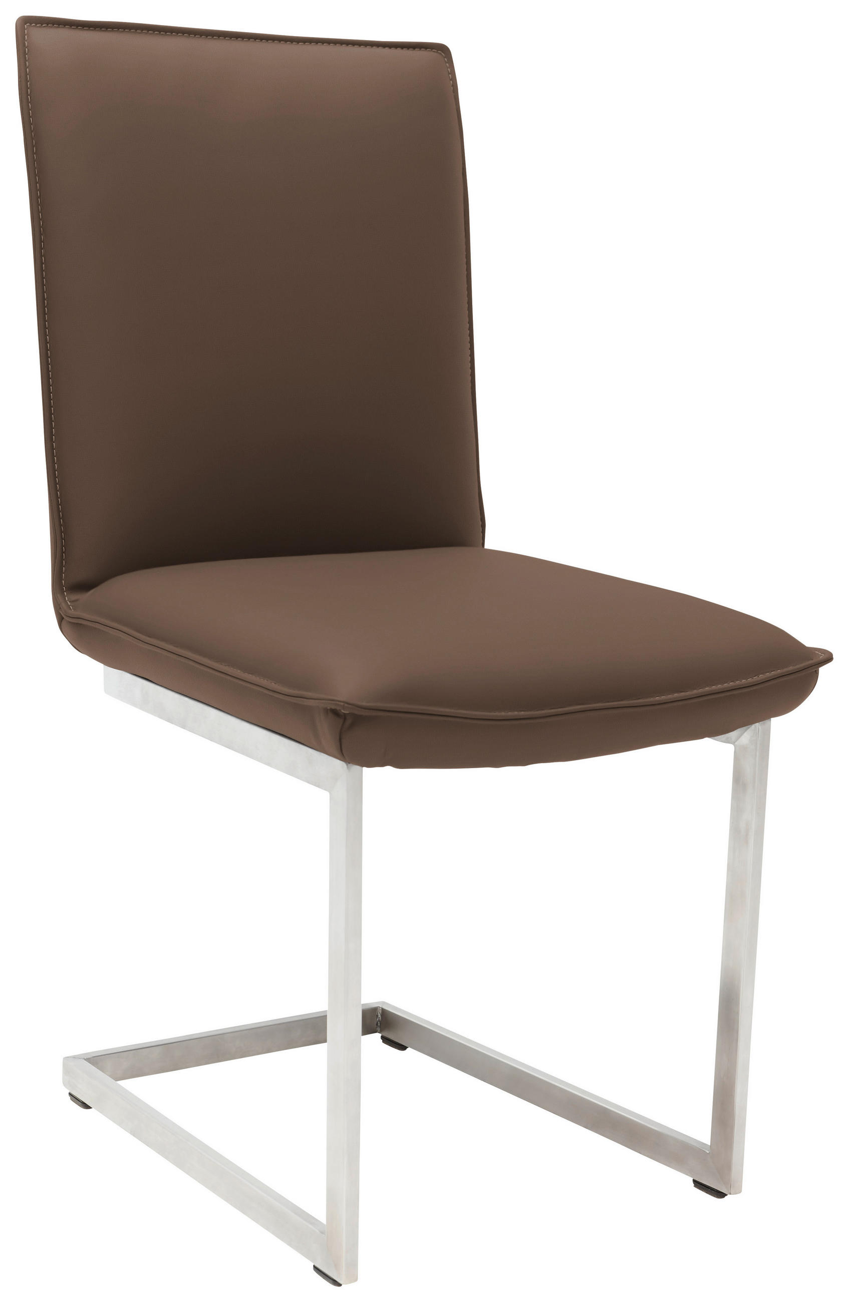 SCHWINGSTUHL  in Nickel Echtleder pigmentiert  - Hellbraun/Edelstahlfarben, Design, Leder/Metall (48/93/65cm) - Ambiente